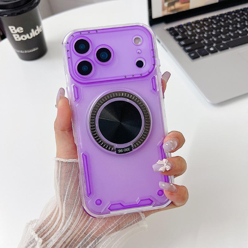 For Magsafe Magnetic 360°Rotating Metal Car Bracket Ring 3-in-1 Phone Case For iPhone 17 Pro Max Air 15 11 12 13 14 16 Pro Max E
