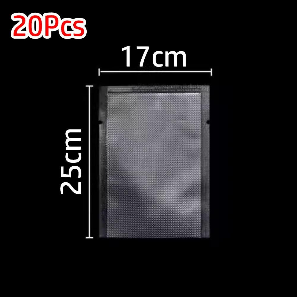 20Pcs Portable Clear Embossed Vacuum Bags Heat Sealing Frozen Heatable Food Saver Bags Vacuum Sealer Bag for Vac Storage