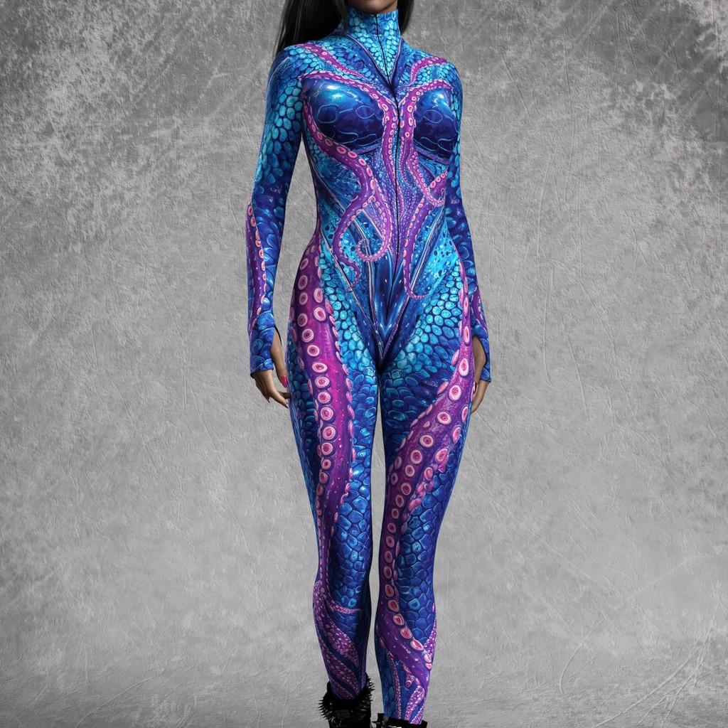 European Fantasy Halloween Costume Jumpsuit With 3d Digital Print For Cosplay Enthusiasts
