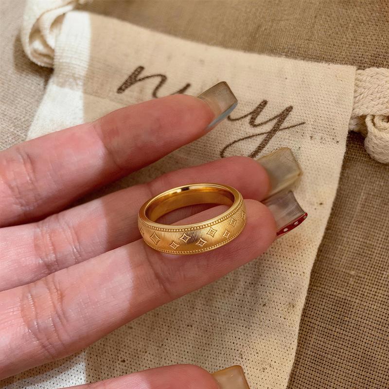 Starry & Eye-Catching Carved Starburst Ring For Men & Women 24K Gold Au999 | Flowing Golden Luster, Exquisite And Dazzling