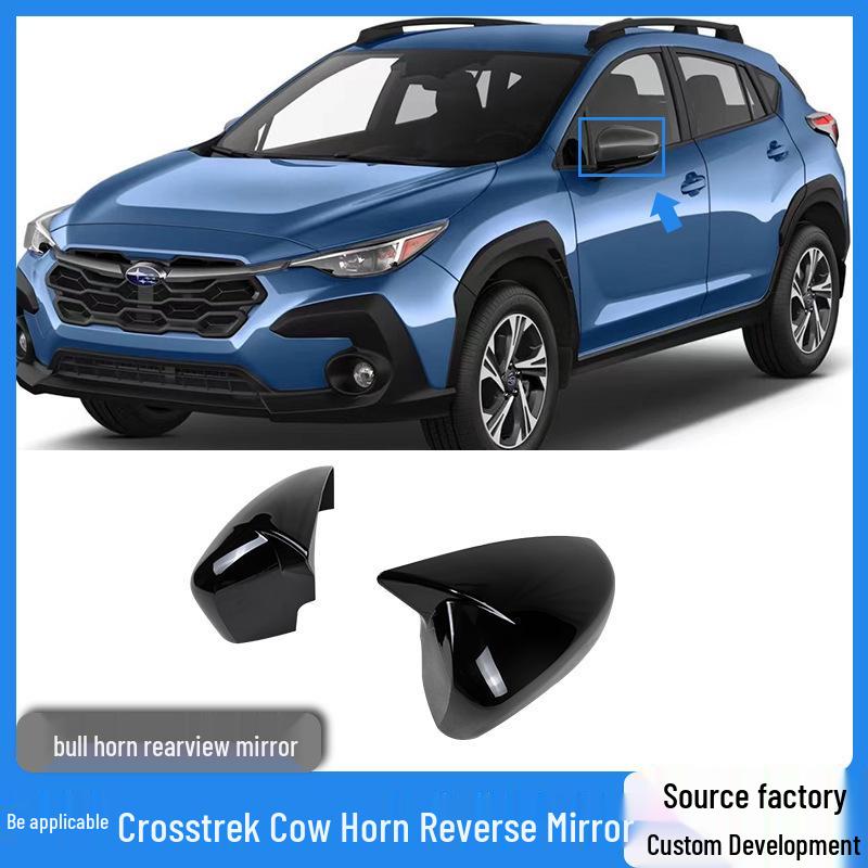 Subaru Crosstrek Horn-Shaped Rearview Mirror Cover Shell Gloss Black