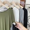 Modal Backless Long Sleeve Front Slit T-Shirt for Women - Plus Size, Solid Color, Round Neck Dancewear Top