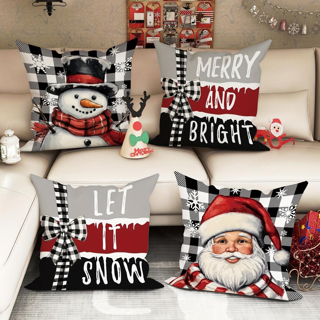 Christmas decoration pillowcase Santa Claus Snowman pattern is suitable for home room sofa cushion cover Christmas gift