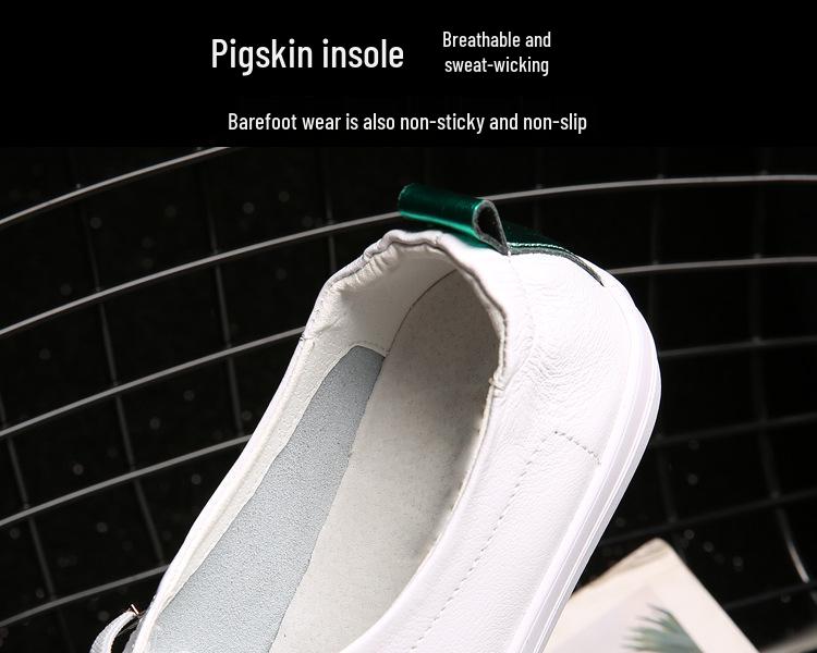 Women's White Genuine Leather Flats - 2023 Korean Style. Versatile, Trendy, Plus Size Casual Shoes for Spring/Summer.