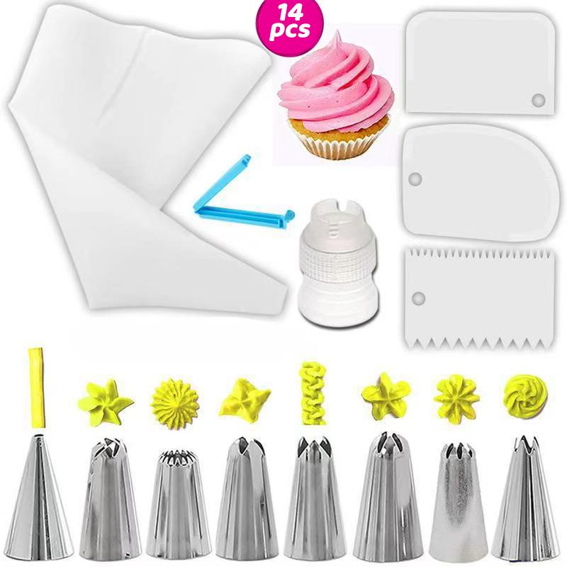 

14/20Pcs Piping Nozzle Set,Cake Decorating Piping Nozzles,EVA Piping Bags, Cream Spatula,DIY Cake Pastry Baking Supplies