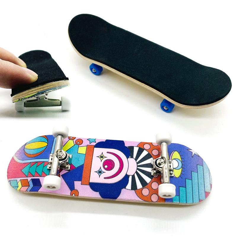 Maple Finger Skateboard with Bearings and Wheels - Mini Double Rocker Board for Kids' Creative Play