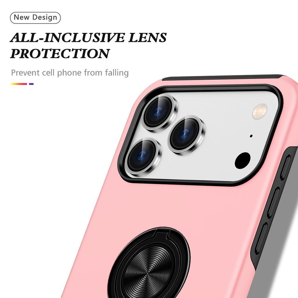 For iPhone 17 Pro Case PC + TPU Phone Cover with Rotatable Ring Holder
