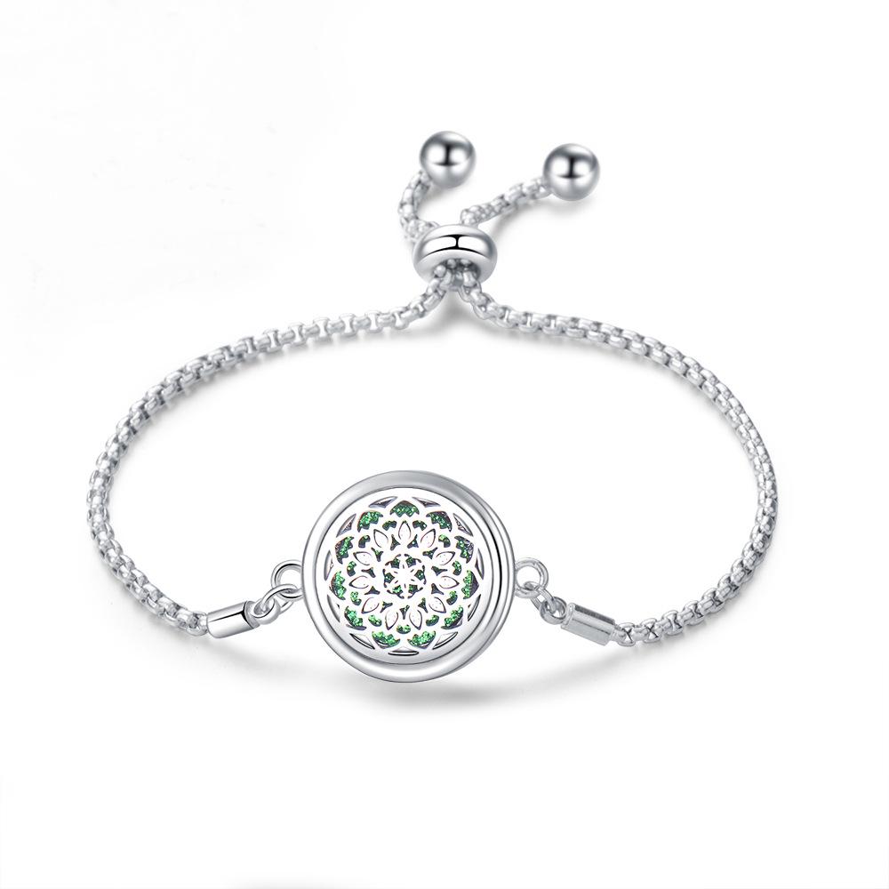 Edelstahl Lebensbaum Aromatherapie Armband - Verstellbar, Öffnungsbares Magnetdesign für ätherische Öle