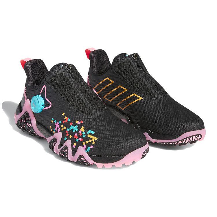 Adidas CodeChaos 22 Slip Resistant Durable Lightweight Low Top Golf Shoes Unisex Golf Shoes Black Pink IE1497