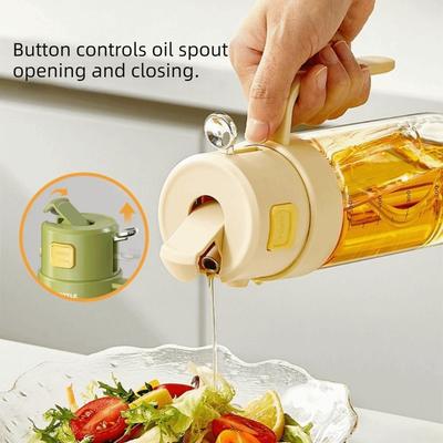 Glass 2 In 1 Oil Sprayer Automatic Lid Refillable Olive Oil Storage Bottle Leak-proof 500 ML Cooking Spray Bottle Cooking