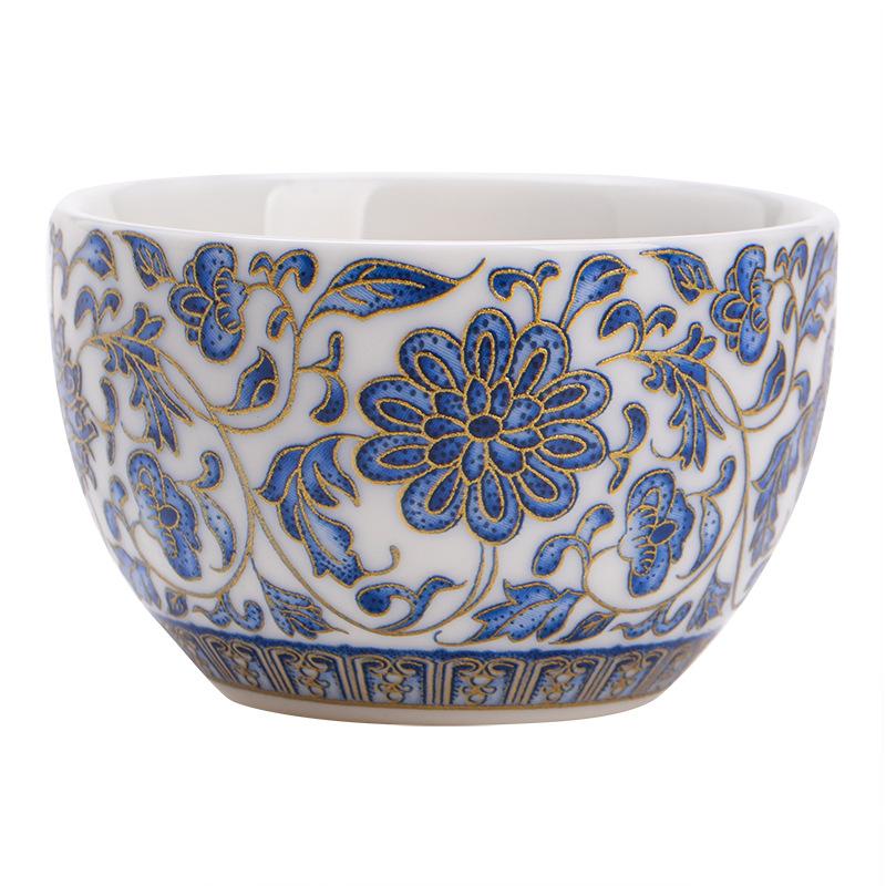 

Легкая роскошь, фарфоровая чайная чашка из нефрита, китайский придворный высококлассный легкий роскошный переплетающийся узор лотоса, маленькая чайная чашка, синяя и