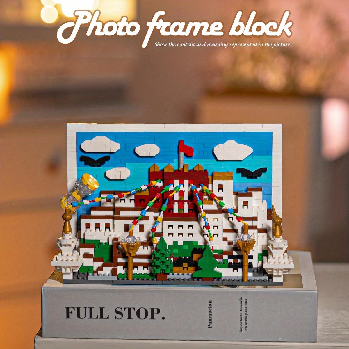 

Pink Castle Building Blocks 3D Postcard Building Assemble Model Bricks Creative Desktop Decoration Children s Holiday Gifts