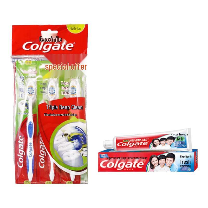 Colgate Triple Action Toothbrush 3-Pack with High Calcium Toothpaste