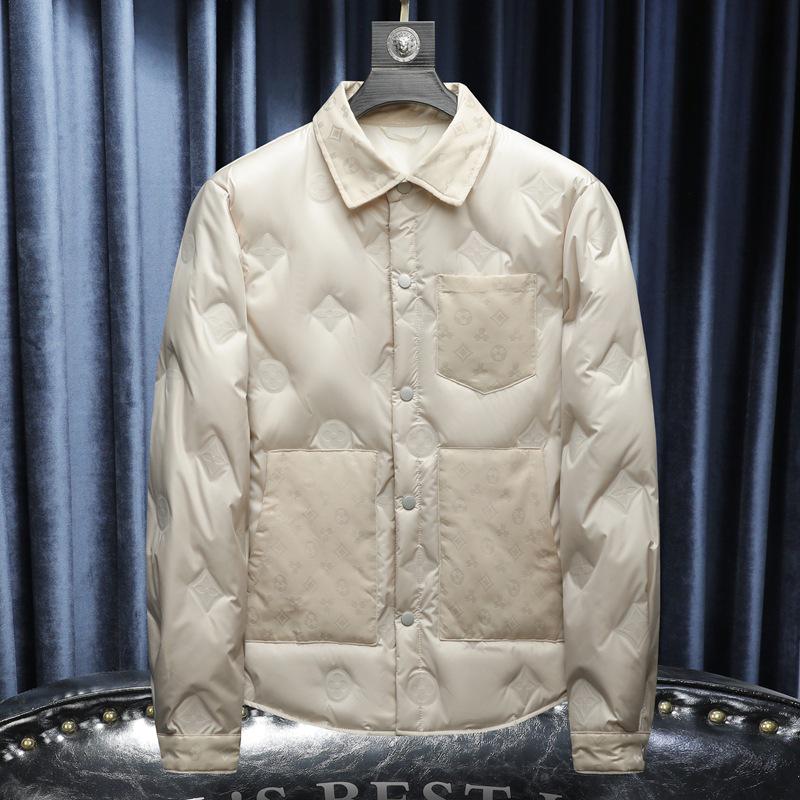 

2025 European Style Men s Winter Turn-Down Collar Down Jacket - Fashionable Casual Outerwear M абрикосовый