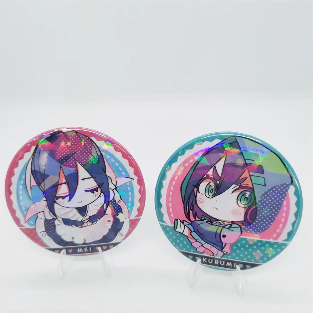 100 Girls You Cartoon Anime 58mm Laser Brooch Pin Characters Yoshimoto Shizuka Eiai Nano Pendant Jewelry