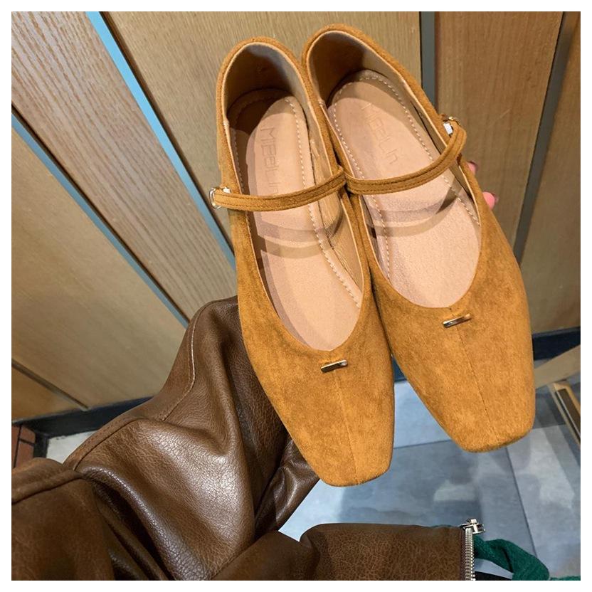 

2025 Бренд Туфли Мэри Джейн Женские Квадратный Носок Замшевые Балетки Балерина Узкий Ремешок Лоферы Повседневные Мокасины Женская Нарядная Обувь Mujer 35 верблюд