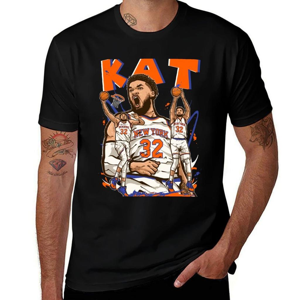 Karlanthony Towns Kat New York Cartoon Tshirt Basic Simple Design Short Sleeve Shirt