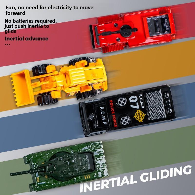 Alloy Mini Engineering Vehicle Fire Truck Police Car Collection With Pull Back Function For Kids Play