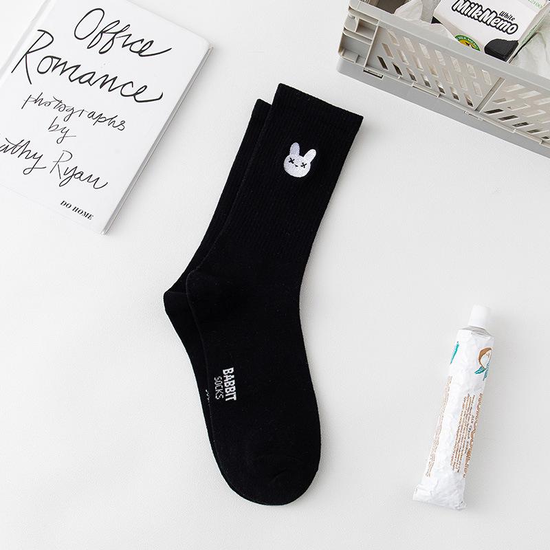 Damen Frühling und Herbst Warme und Trendige Bestickte Sportliche Lange Baumwollsocken