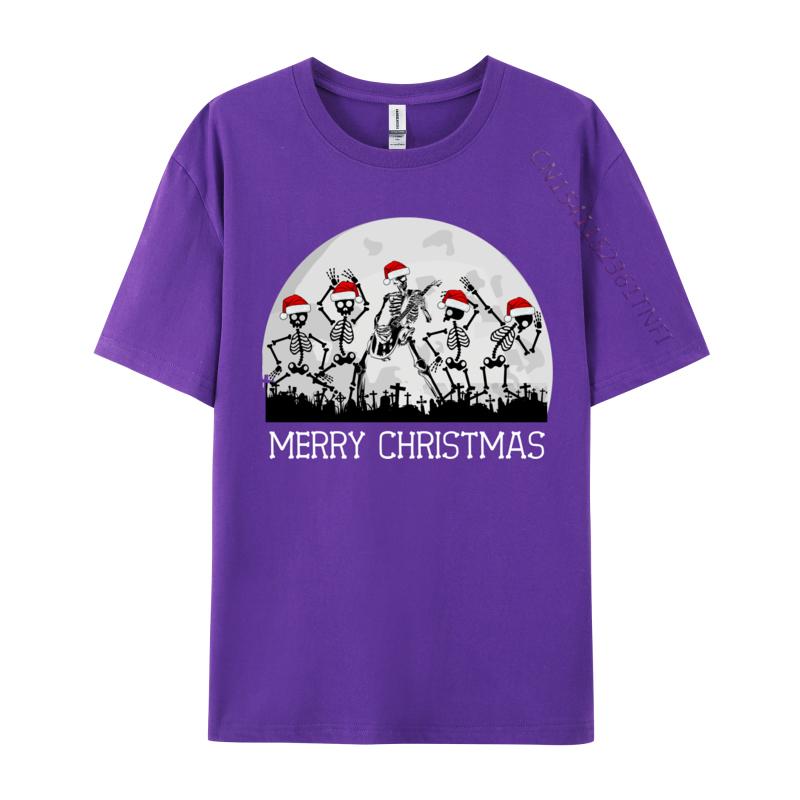 Skelette tanzen zu Rockgitarre auf Friedhof Frohe Weihnachten T-Shirt Kleidung Mann T-Shirts Einfaches T-Shirt Nagelneu