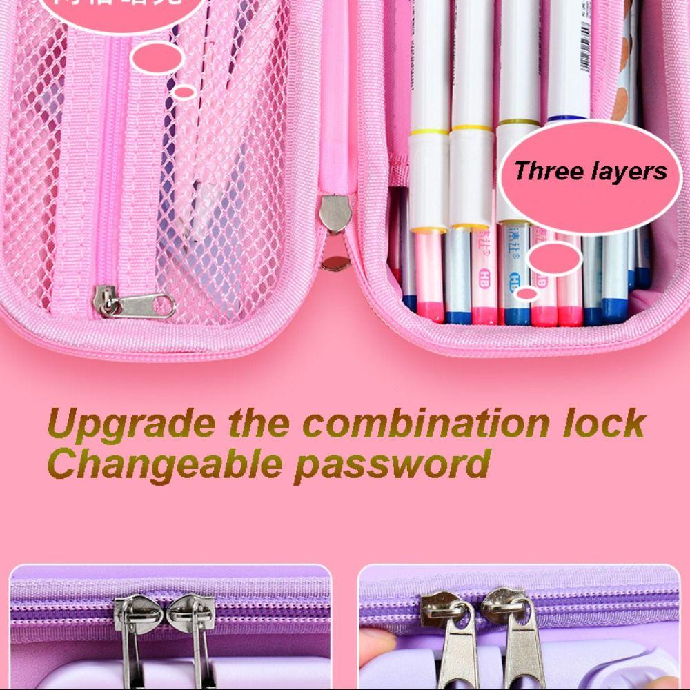 Cartoon Password 3D Pencil Case Cute Stationery Organizer Colorful Pen Bag  Kids