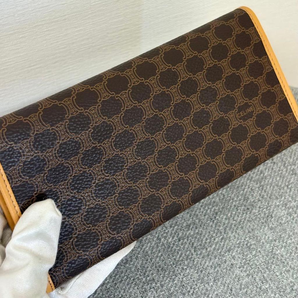 Used [Boxed] [Unused] Celine Long Wallet Macadam Pattern Brown