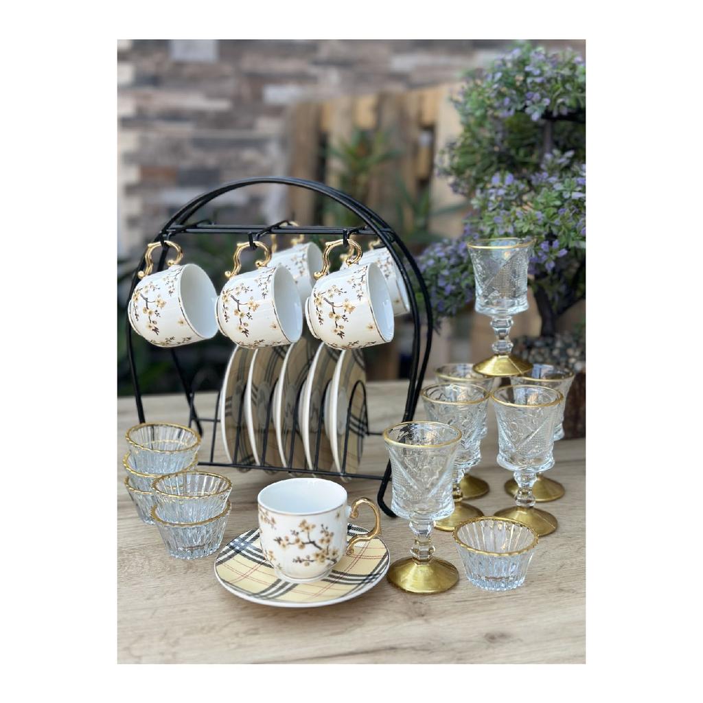 Set de prezentare cafea din portelan 25 bucati (galben)