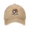 Personalized Cotton Peeking Dog Beagle Baseball Cap Outdoor Men Women's Adjustable Pet Animal Dad Hat Summer