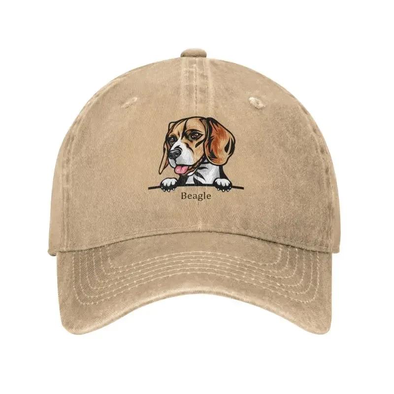 Personalized Cotton Peeking Dog Beagle Baseball Cap Outdoor Men Women's Adjustable Pet Animal Dad Hat Summer