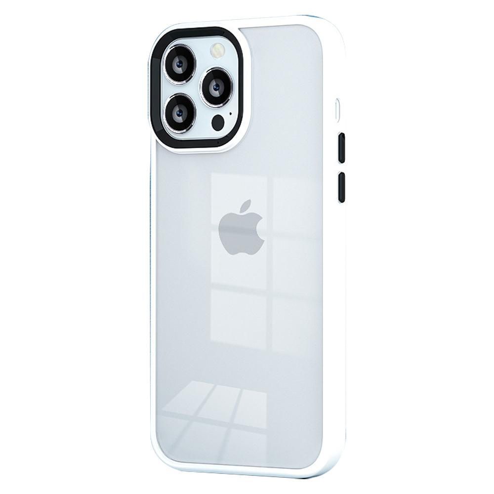 

For iPhone 15 Pro Candy Color High Transparency TPU+PC Phone Case Skin-touch Anti-drop Back Cover White