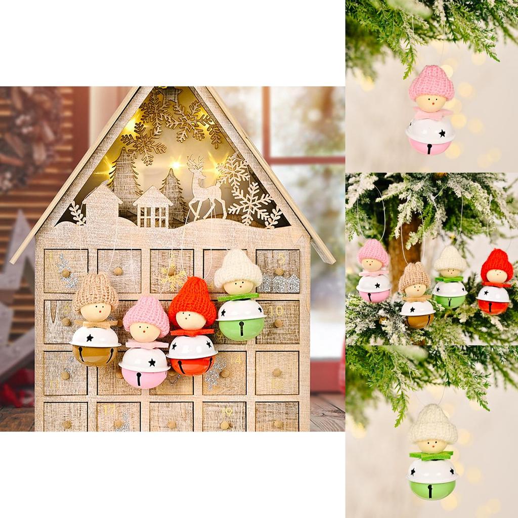 Charmante Familiendekoration Gestrickte Mütze Glockenanhänger für Weihnachtsbäume und mehr