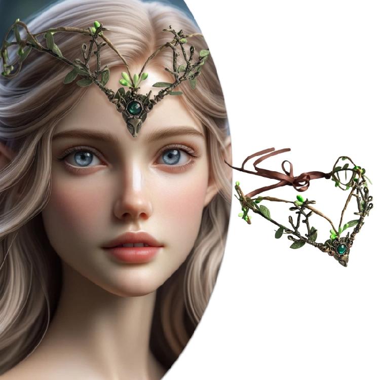 Nature Antler Vine Leaf Headband Forehead Headpiece Frontlet Hairhoop For Festival Celebration And Party Gathering