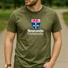 Vintage Newcastle University Lion Shield Crest Logo Cotton Graphic T Shirt Unisex Short Sleeve Alumni Holiday Gift Top