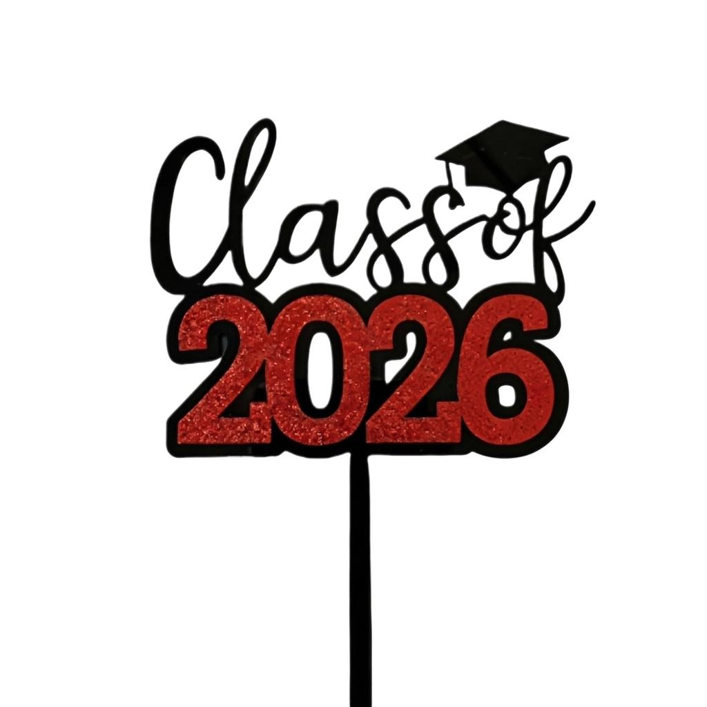 Graduation Party Cake Decoration Card Insertion, College High School Graduation Class Of 2026 Cake Plugin