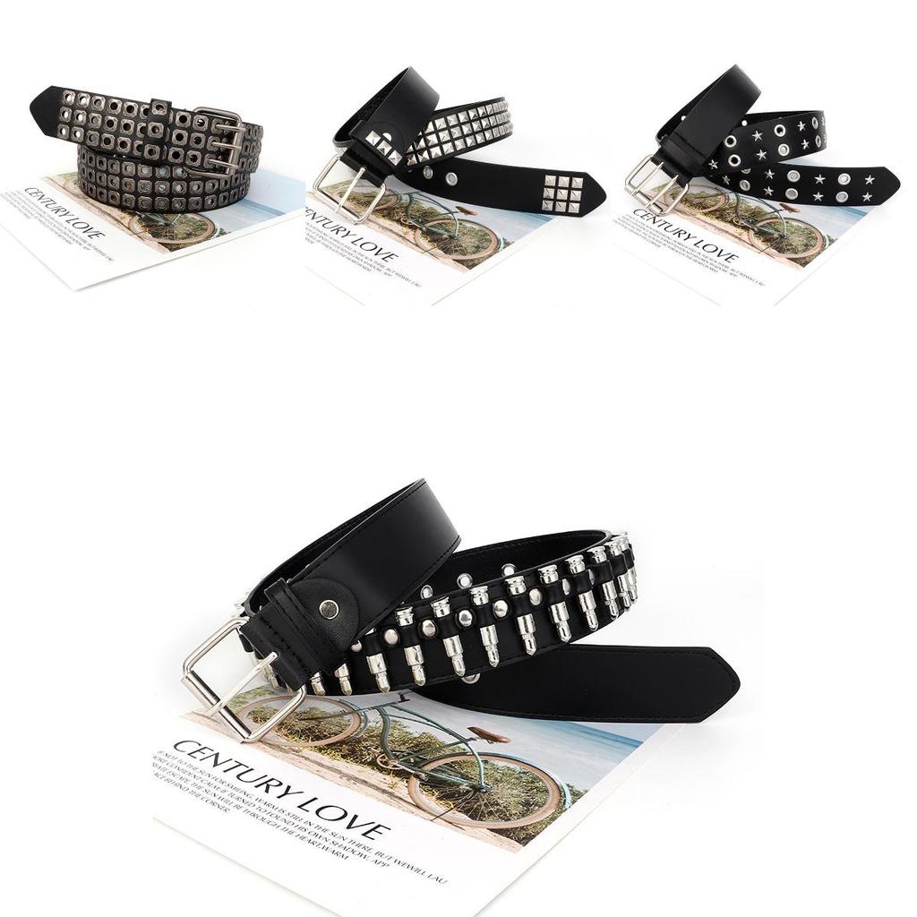 Punkinspired Wide Leather Belt With Alloy Buckle For Casual And Business Outfits