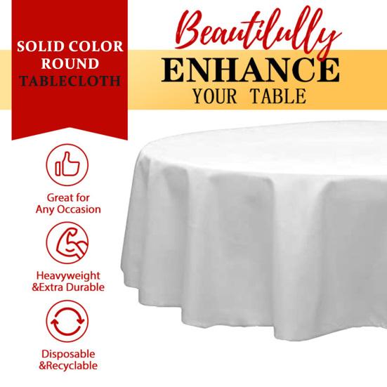 10Pcs Plastic Table Cloth 84 Inch Disposable Tablecloth Easy Cleaning Round Table Cover Parties Picnic Birthday Wedding Supplies