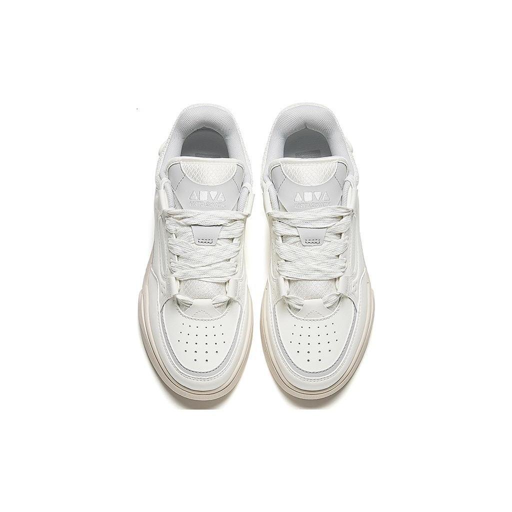 Anta Oscar Puffy Shoes Low Top Skateboard Shoes Women's Ivory White 922348040-2