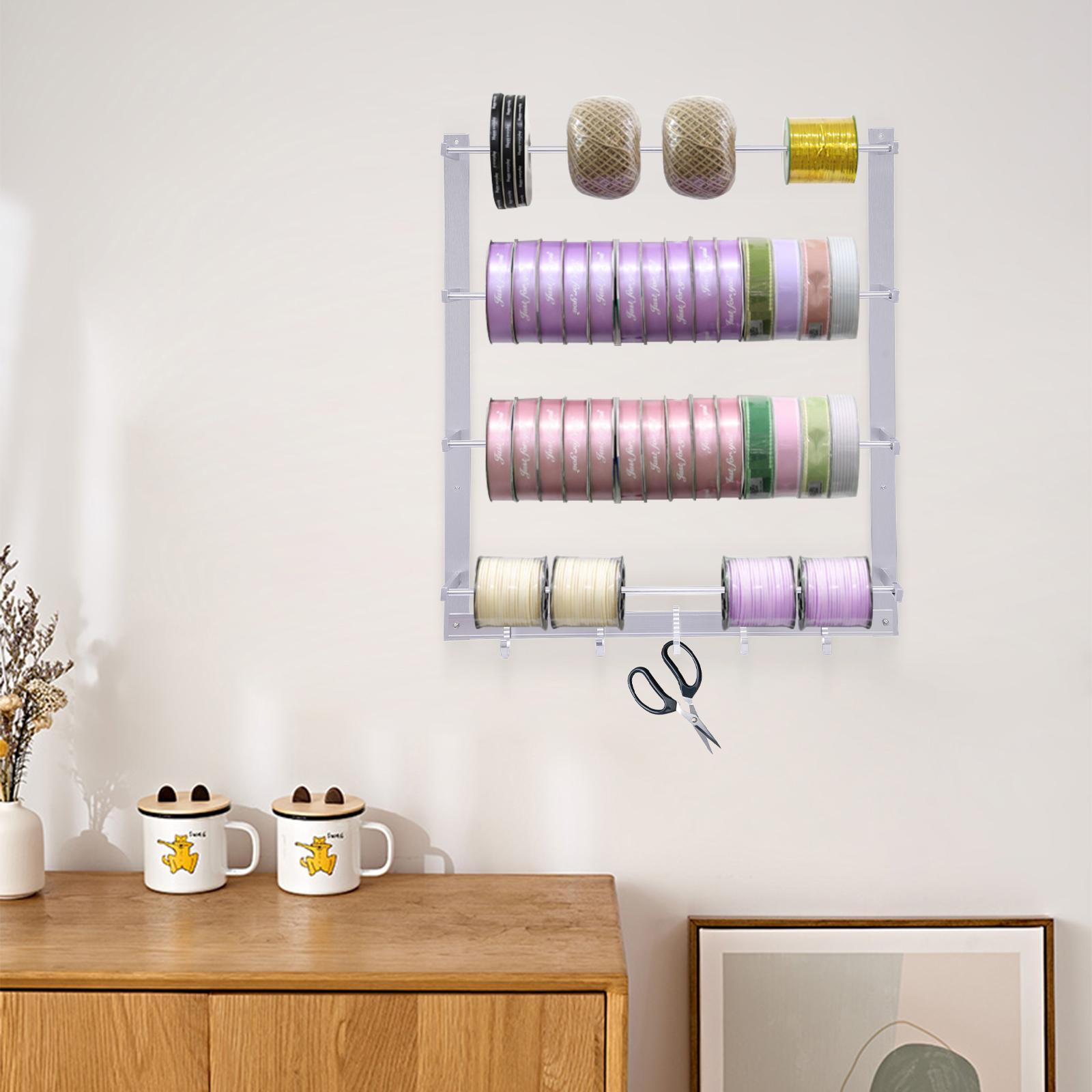 

Bymaocar Wall Mount Wire Spool Holder Ribbon Storage Rack Aluminum Alloy Scarf Hanger for Flower Shops, Cake Shops, Craft Rooms серебряный
