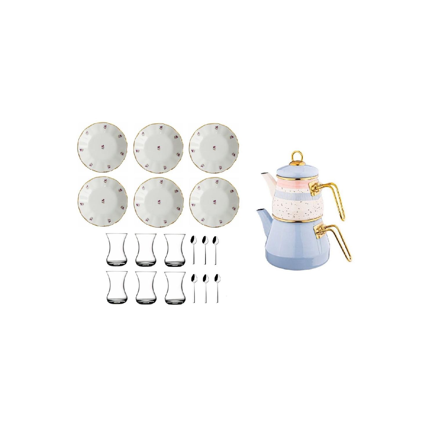 

Rafael 21 Piece Enamel Teapot And Hercai Tea Cup Set синій