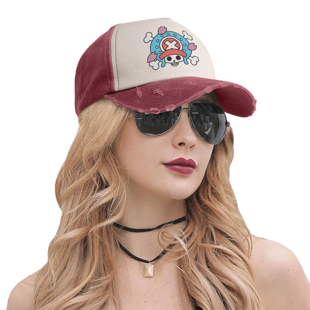 Hip Hop Tony Tony Chopper One Piece Flag Baseball Cap Distressed Denim Snapback Cap Outdoor Summer Adjustable Fit Caps Hat