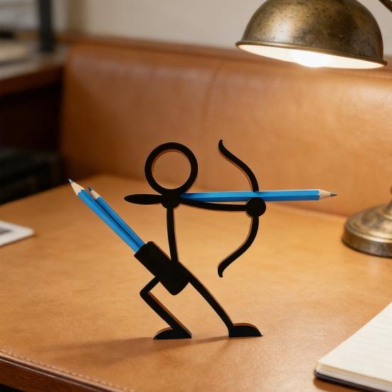 4Pcs 3D Printed Stickman Pen Holder Archer Sniper Swordsman Pencil Stand Home Office Desktop Decoration