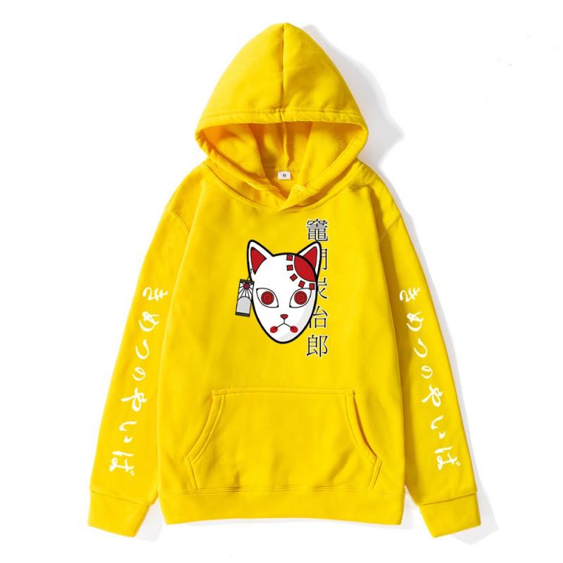 Mens Anime Hoodie Inspired By Demon Slayer Kamado Tanjirou Print Loose Fit Cotton Blend Winter Casual Sweatshirt