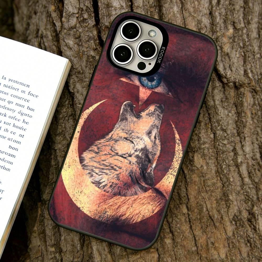 Türkischer Wolf Truthahn Flagge Handyhülle Für iPhone 17,16,15,14,13,12,11 Plus,Pro Max,XS,Bunte Silberne Handyhülle Funda Cover