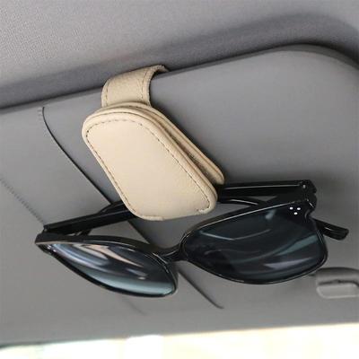 Sunglasses Holders for Car Sun Visor, Magnetic Leather Glasses Eyeglass Hanger Clip for Car, Ticket Card Clip Eyeglasses Mount