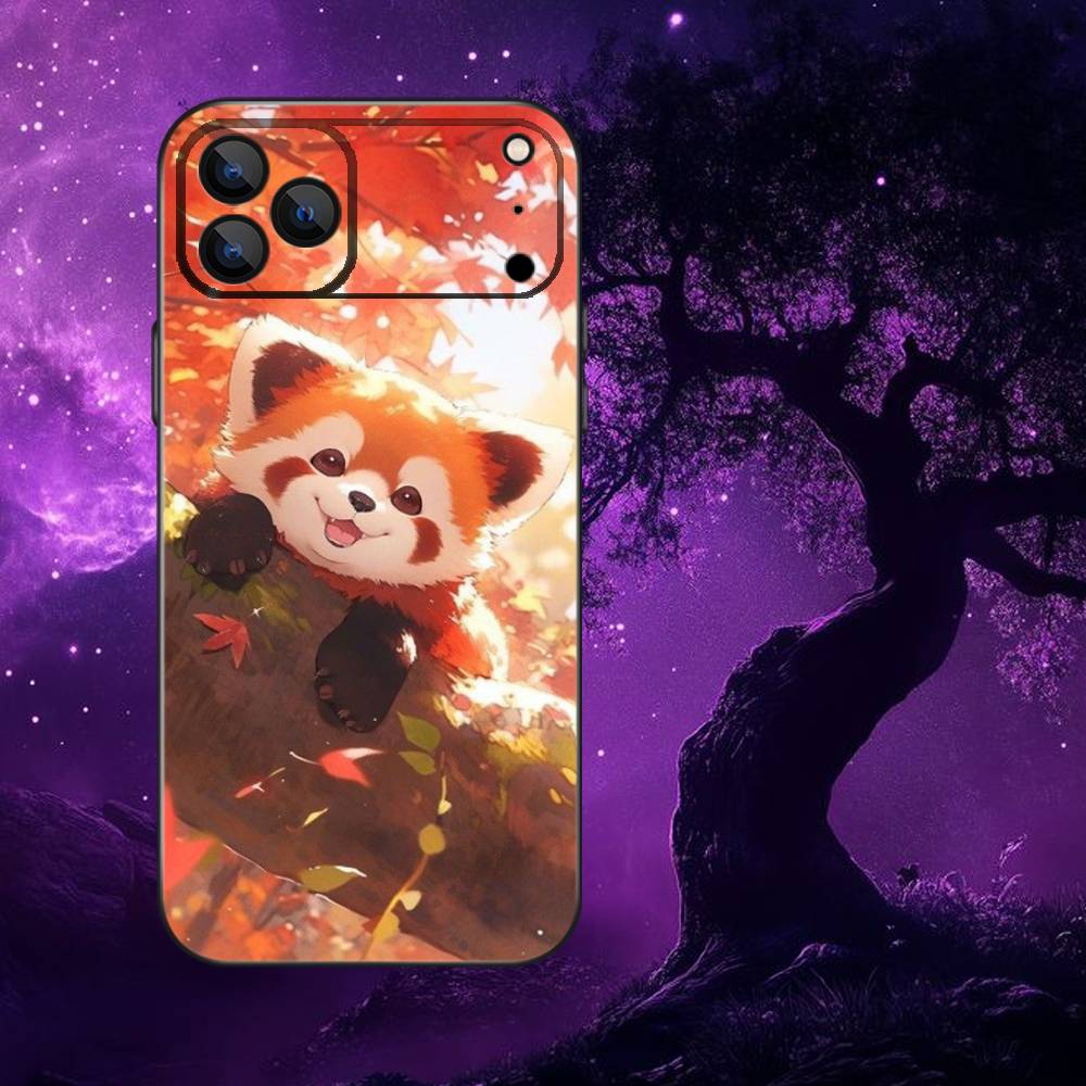 

Red Panda Cute Cartoon Phone Case For iPhone 17,16,15,14,13,12,11,Pro Max,XSX,,XR,SE,Mini,8,7,Soft Silicone Black Cover iPhone12mini