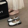 Black single shoes  new French flat Mary Jane  shoes temperament shallow beanie shoes gentle small leather shoes