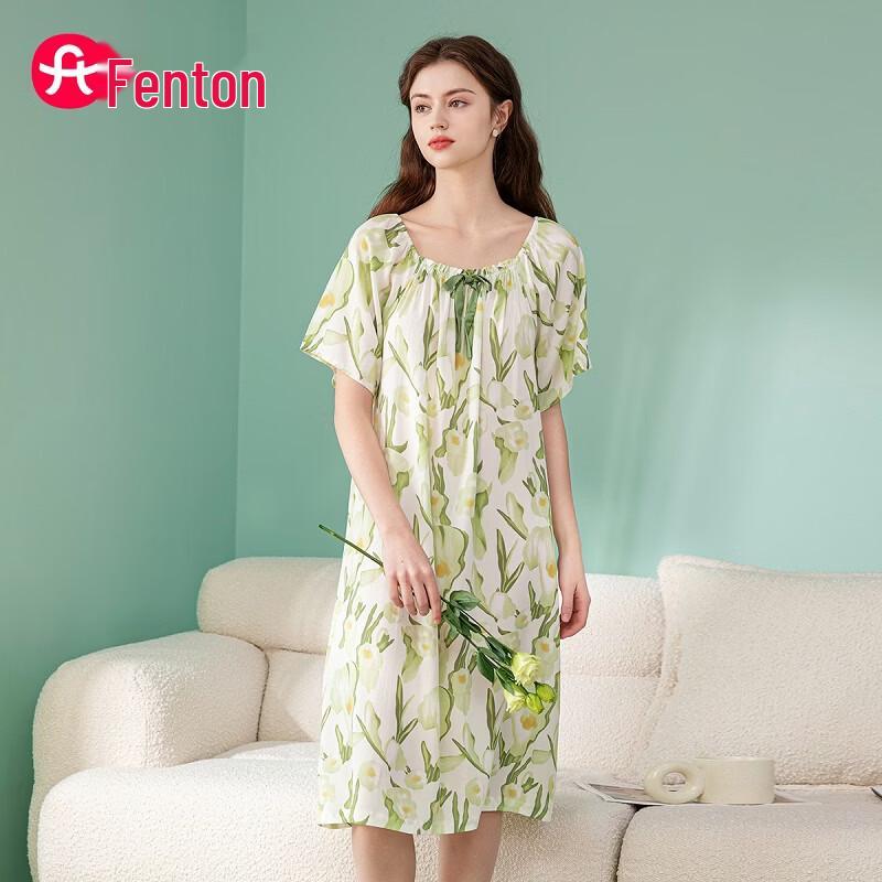 Fenteng Women s Floral Pure Cotton Nightdress L