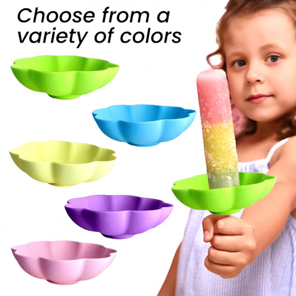 Reusable Ice Cream Rack Silicone Popsicle Stand Set Ice Cream Rack Portable Snack Holder Reusable Dual for Kids