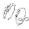 2 Pcs Anxiety Ring With Beads, Fidget Rings For Anxiety, Anti Anxiety Ring