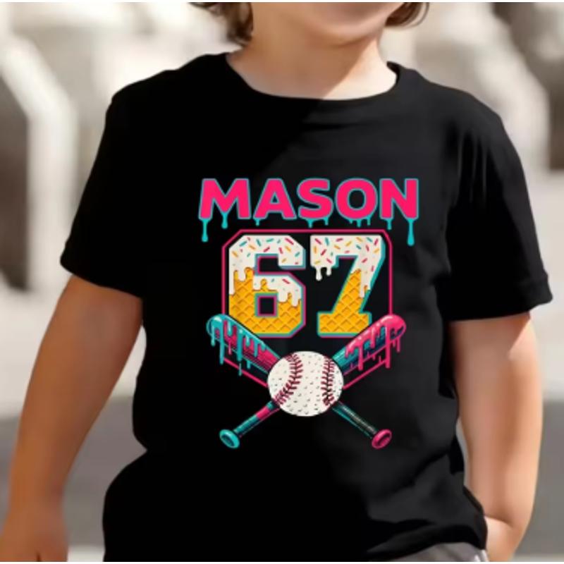 Kids 67 Themed Colorful Print TShirt Soft Cotton Fabric Breathable and Comfortable Ideal for Toddlers and Childrendf0384